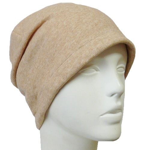 【抗がん剤治療】【医療用帽子】【ケア帽子】 裏毛シングルビーニー：茶