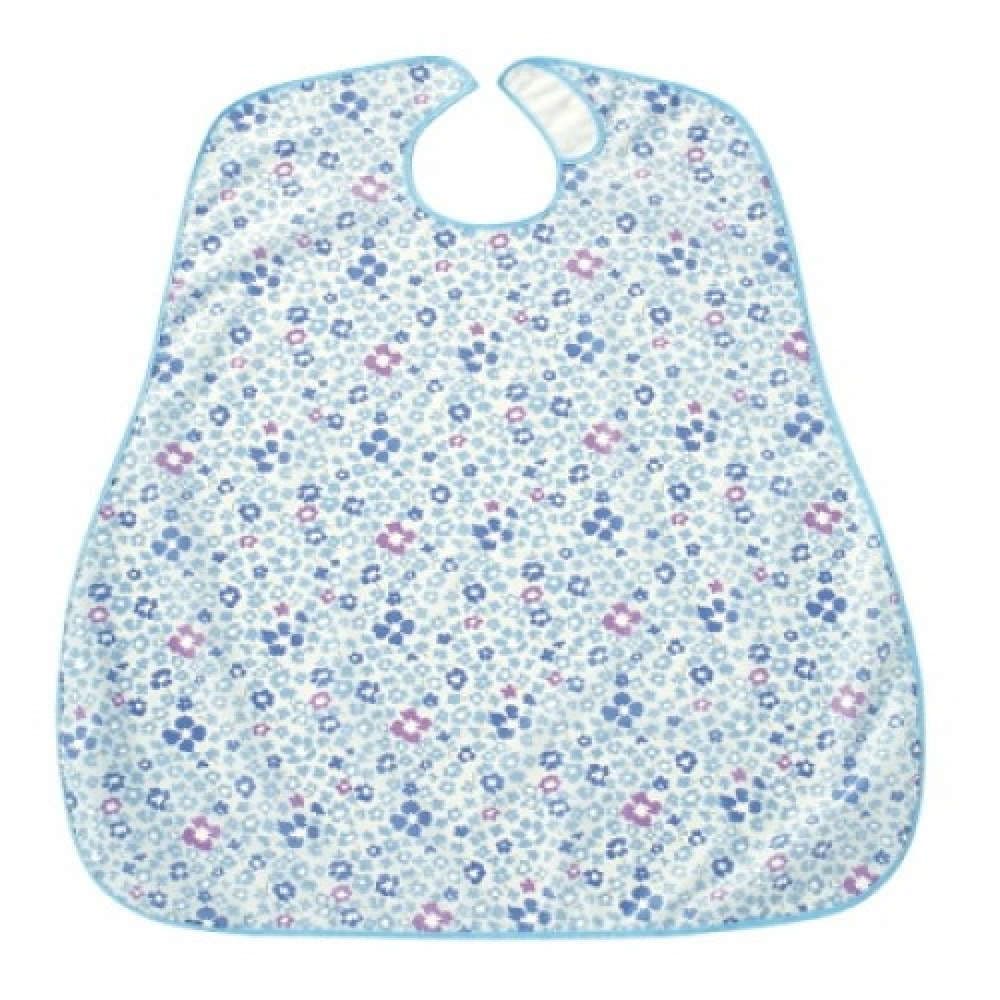 【介護エプロン】 お食事用ディナーエプロン：スミレブルー