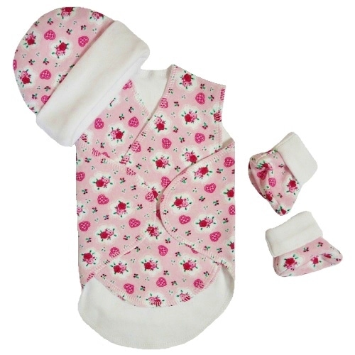 【未熟児】【低出生体重児】【早産児】【NICU】用 ベビー服：ラップセット ガールズカントリー