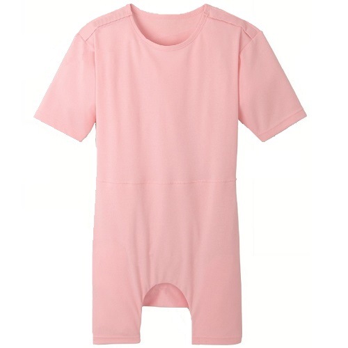 【介護】【入院】 TスーツII 両肩開きロンパス型：ピンク