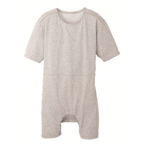 【介護】【入院】 TスーツII 両肩開きロンパス型：モクグレー