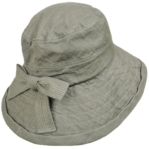 【外出用】【医療用帽子】 コットンハット：カーキリボンハット