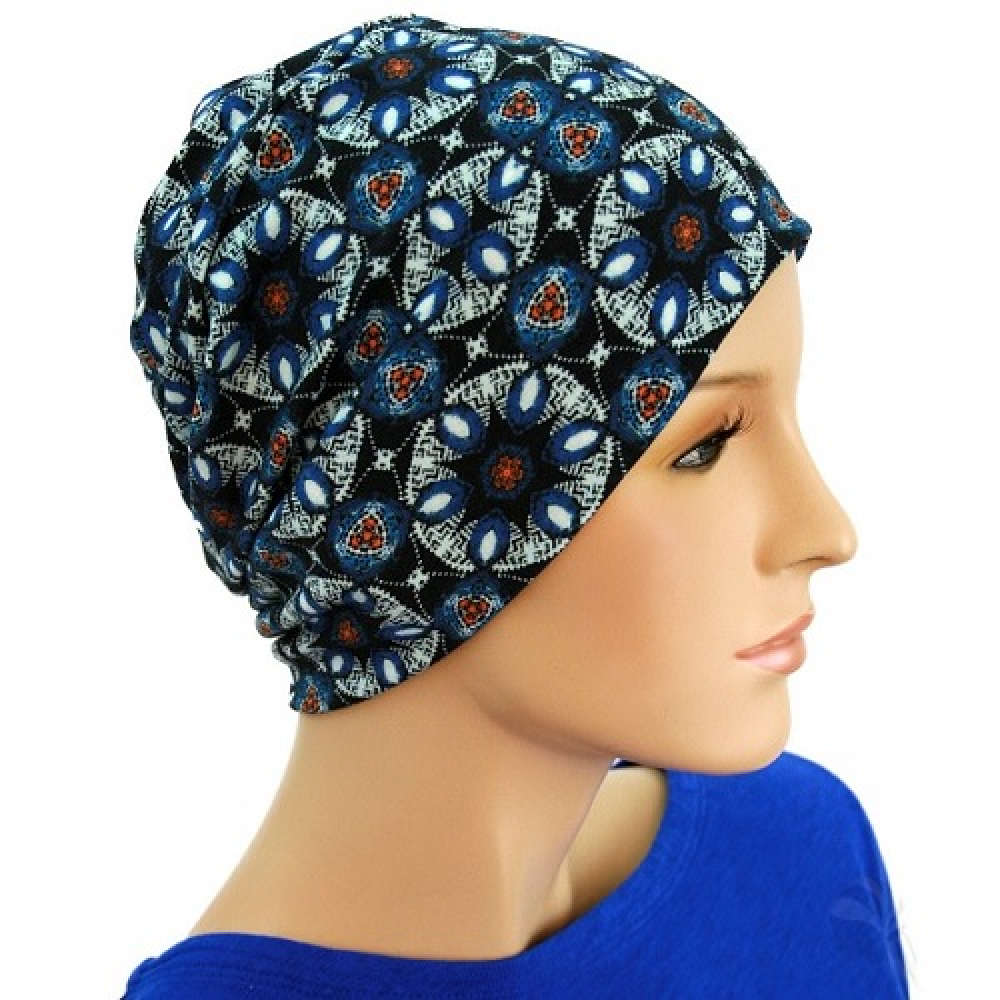 【抗がん剤治療】【医療用帽子】【ケア帽子】 ロールアップ：サファイア