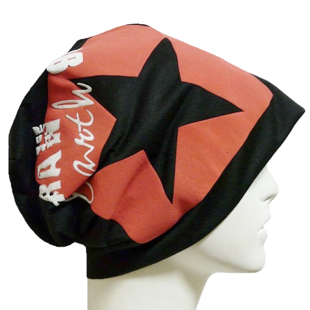 【抗がん剤治療】【医療用帽子】【ケア帽子】 ルースキャップ：ブラックスター