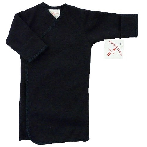 【未熟児】【低出生体重児】【早産児】【NICU】用 ベビー服：長袖長肌着 ネイビー