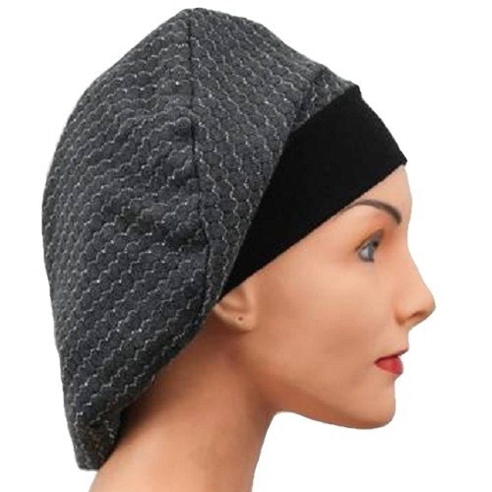 【抗がん剤治療】【医療用帽子】【ケア帽子】 スヌードキャップ：ジグザググレー