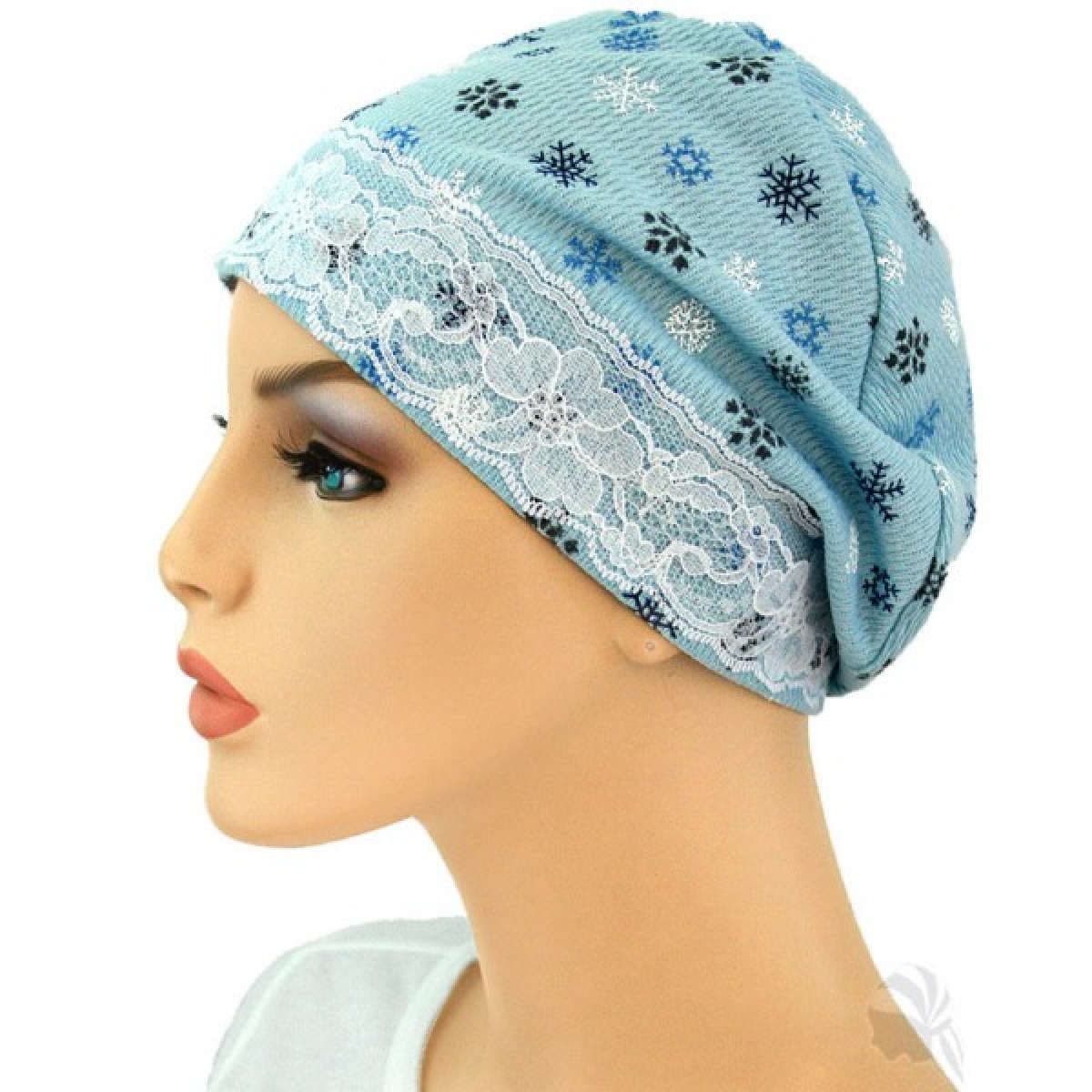 【抗がん剤治療】【医療用帽子】【ケア帽子】 レースキャップ：スノー