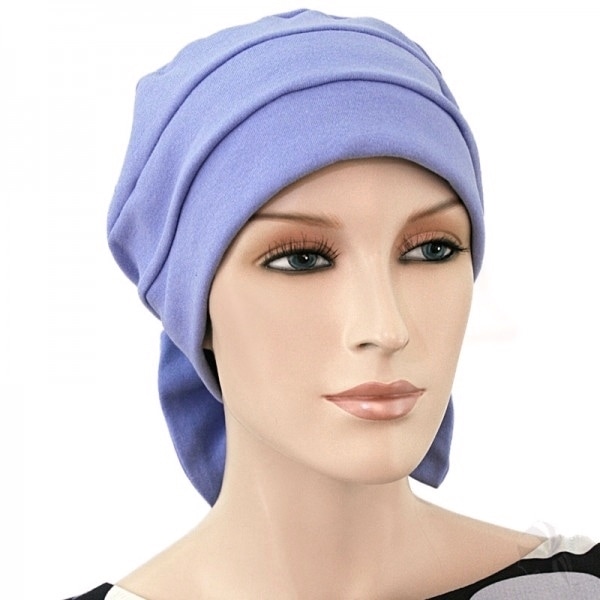 【抗がん剤治療】【医療用帽子】【ケア帽子】 スカーフ風ケアキャップ：ラベンダー