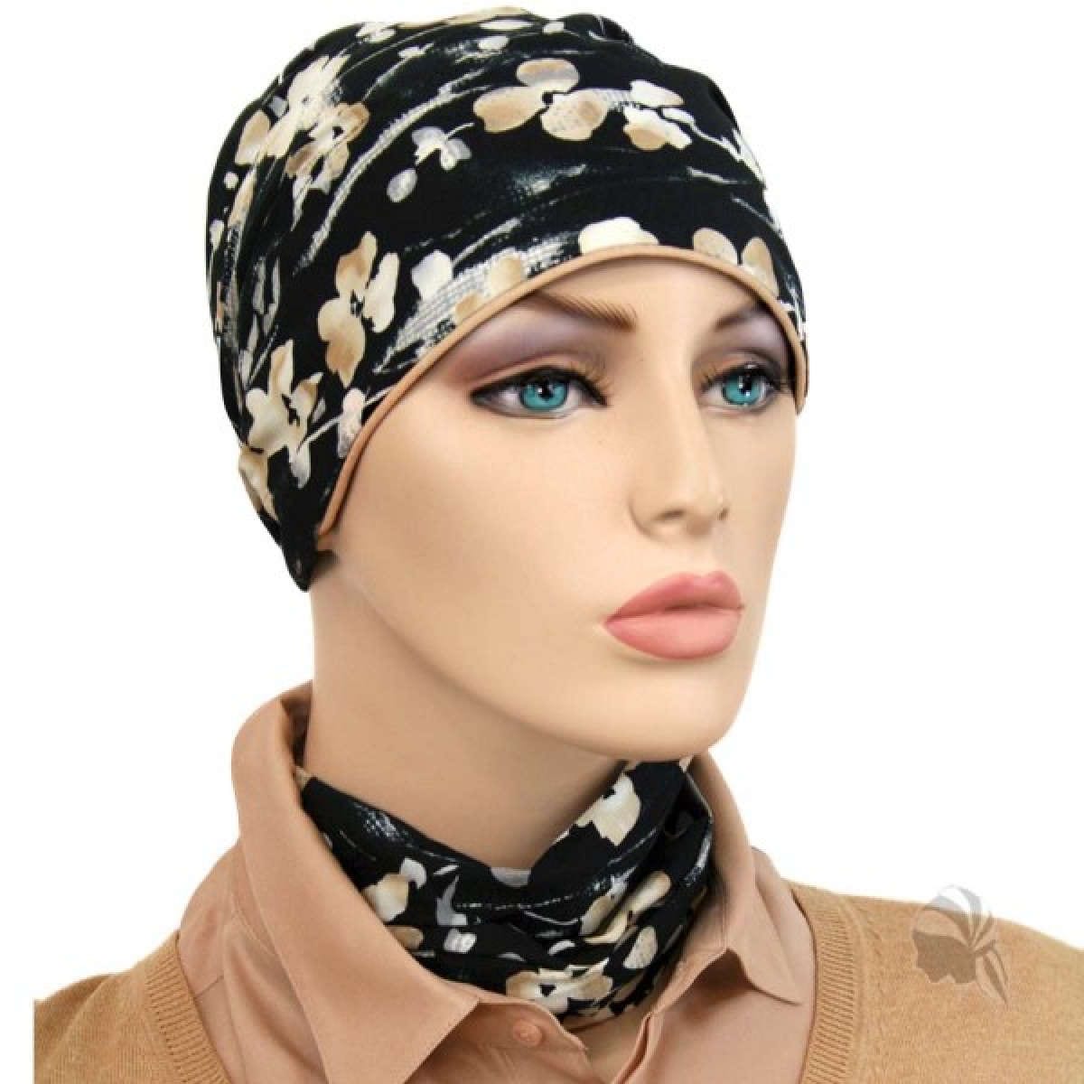 【抗がん剤治療】【医療用帽子】【ケア帽子】 スカーフタイプ：コーヒーフローラル