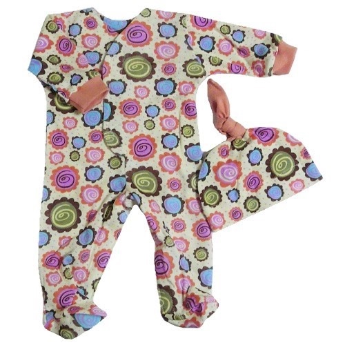 【未熟児】【低出生体重児】【早産児】【NICU】用 ベビー服： 長袖カバーオール 帽子付き ルル【1800-2700g】