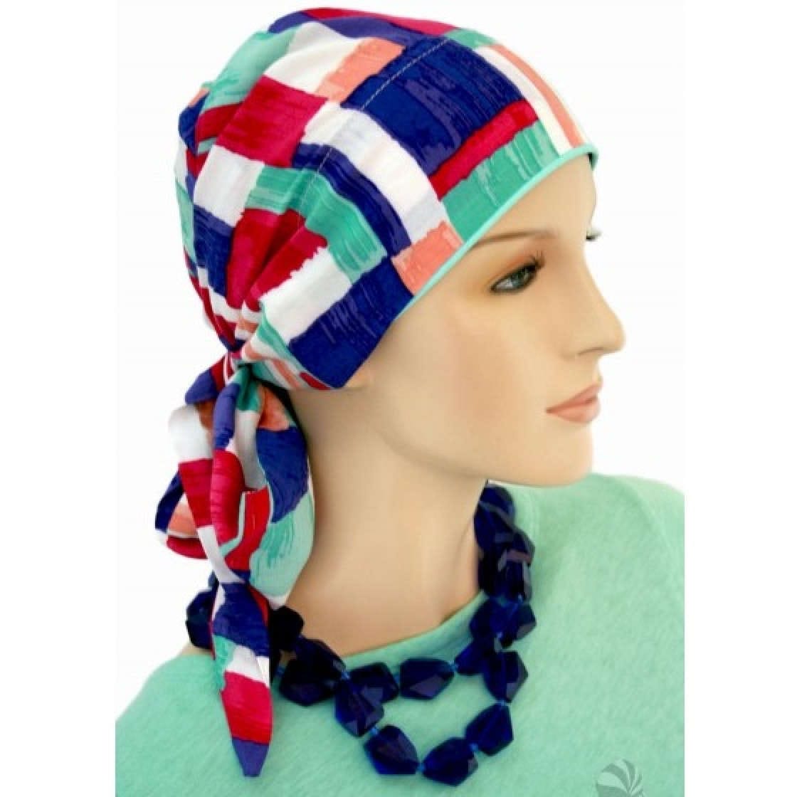 【抗がん剤治療】【医療用帽子】【ケア帽子】 スカーフタイプ：カラーブロック