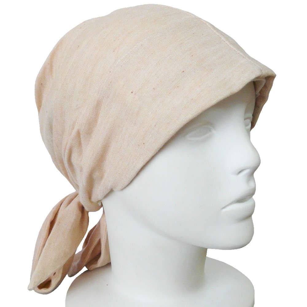 【抗がん剤治療】【医療用帽子】【ケア帽子】 オーガニック エアリー バンダナキャップ：ブラウン