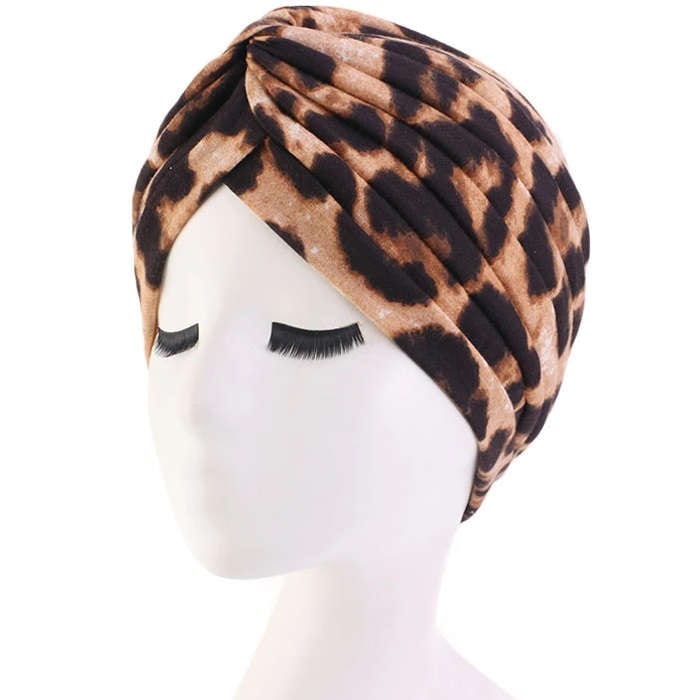 【抗がん剤治療】【医療用帽子】【ケア帽子】 ターバンキャップ：レパード