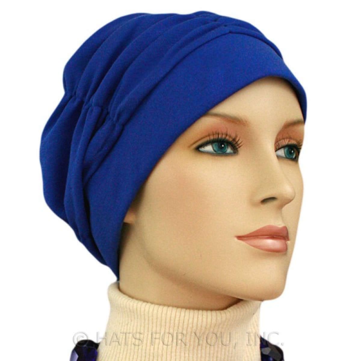 【抗がん剤治療】【医療用帽子】【ケア帽子】 タックキャップ：ロイヤルブルー