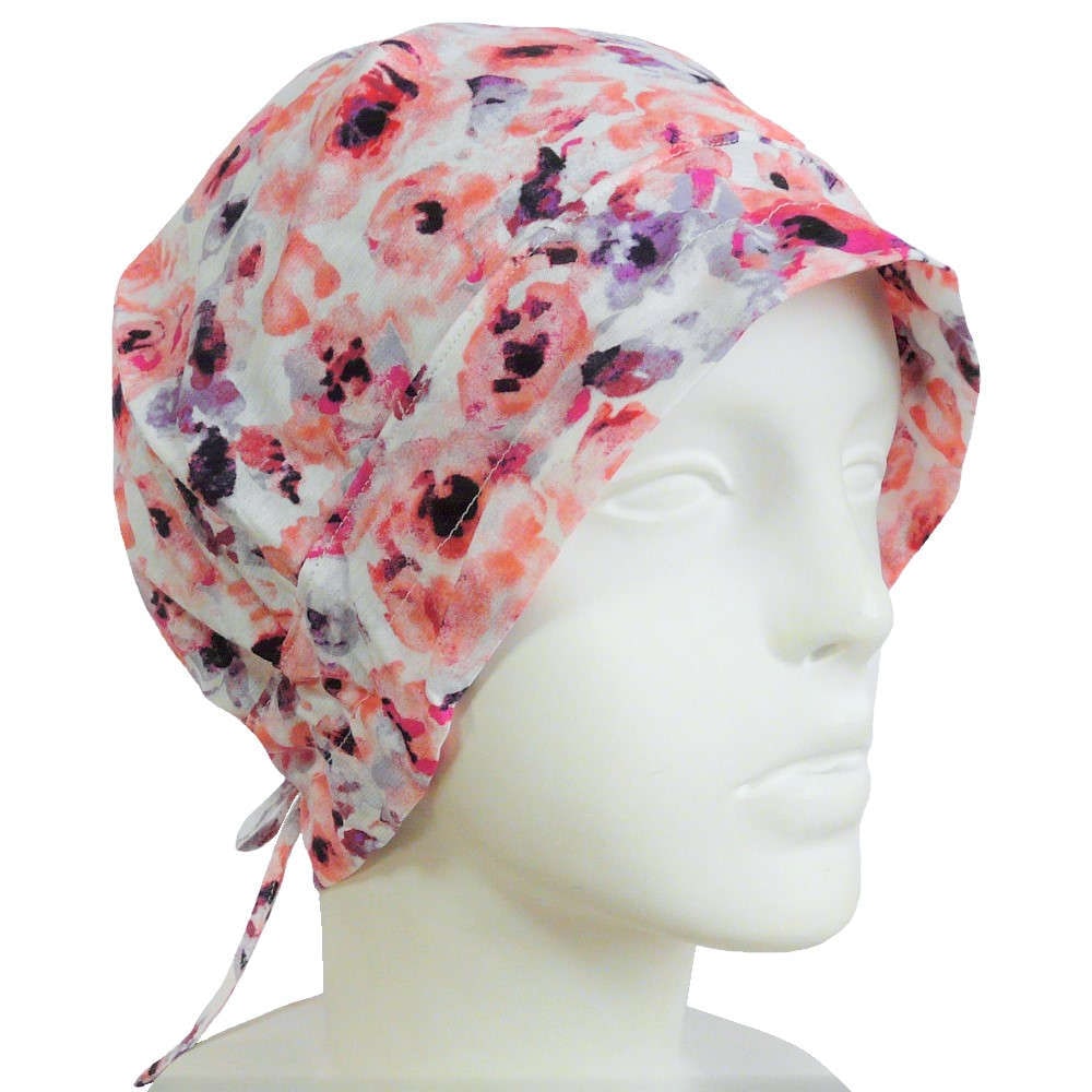 【抗がん剤治療】【医療用帽子】【ケア帽子】 あすなろ冷感ロール：レッドフラワー