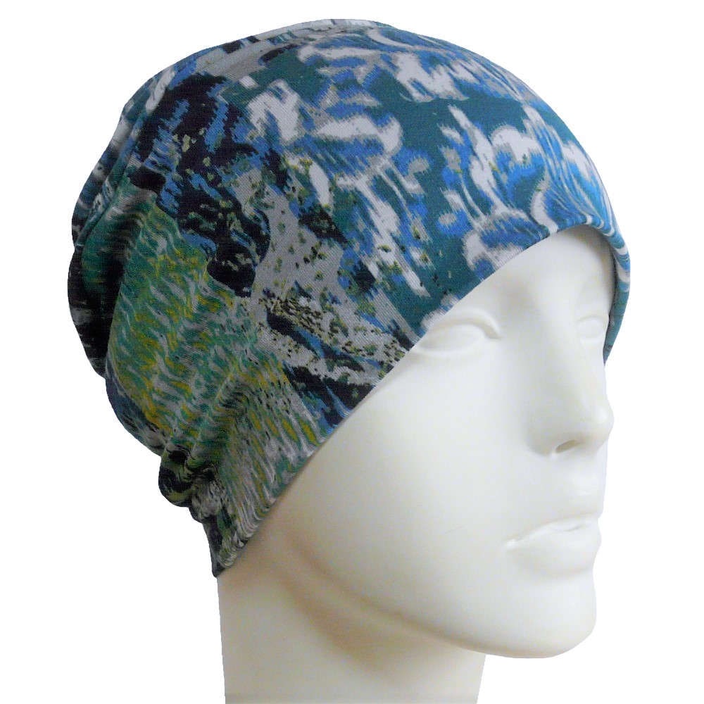 【抗がん剤治療】【医療用帽子】【ケア帽子】 ロールアップ：ラグーン