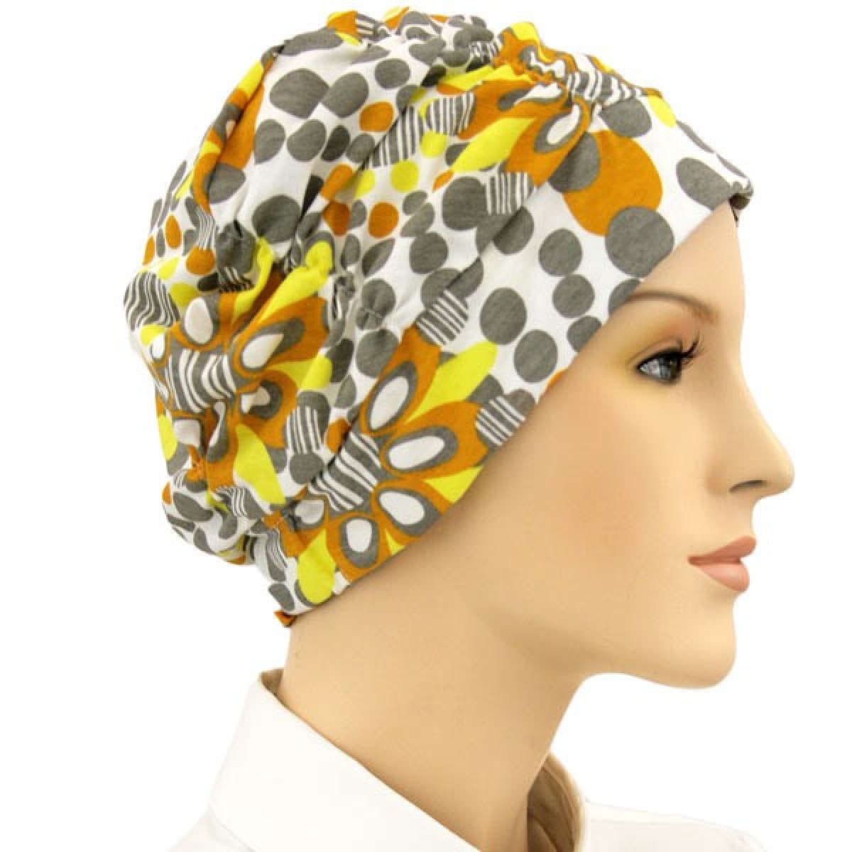 【抗がん剤治療】【医療用帽子】【ケア帽子】 タックキャップ：イエローデイジー