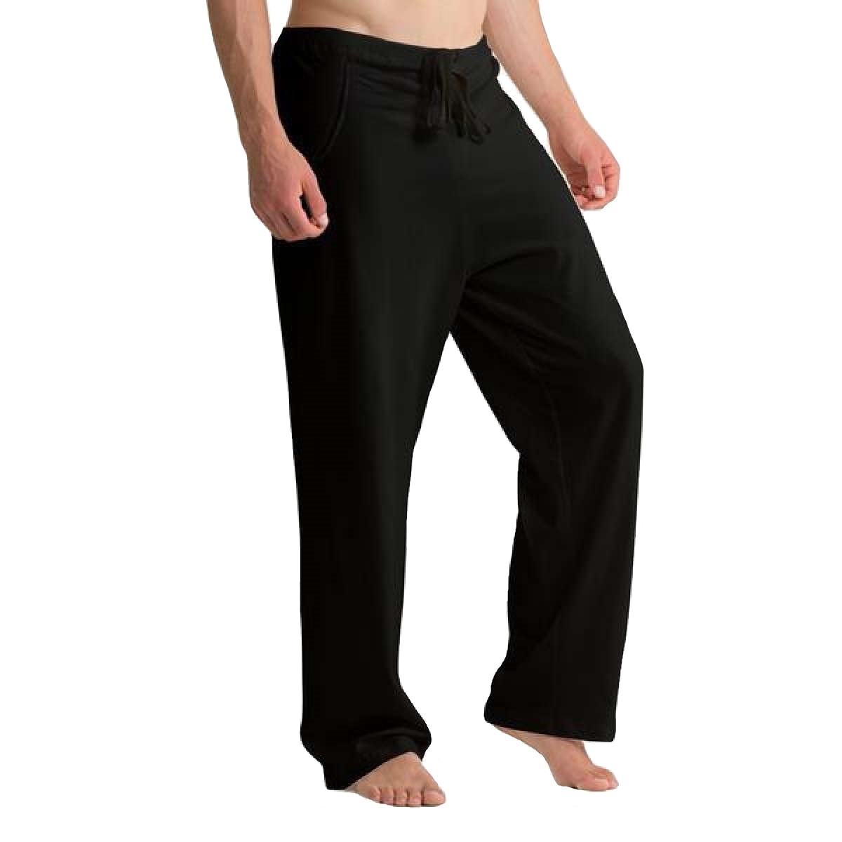 100%オーガニックコットン コトニーク メンズ パジャマ ストリングパンツ：ブラック