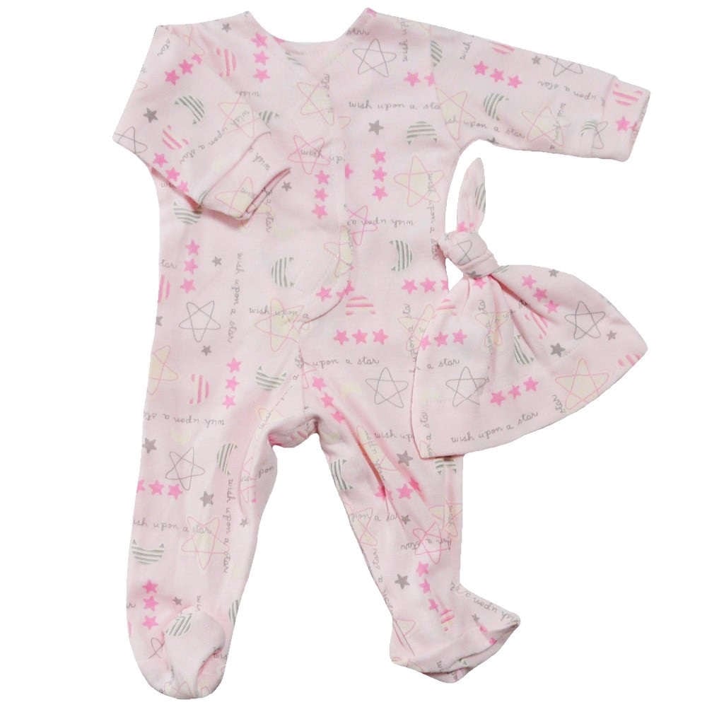 【未熟児】【低出生体重児】【早産児】【NICU】用 ベビー服： 長袖カバーオール 帽子付き パトリシア