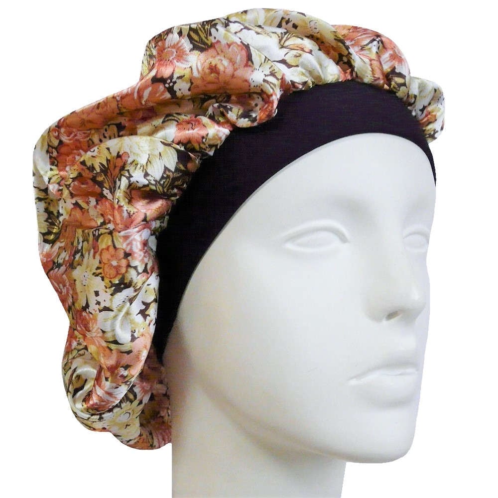 【抗がん剤治療】【医療用帽子】【ケア帽子】 スヌードキャップ：サテンブーケ