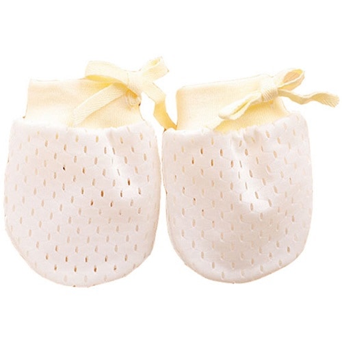 【かきむしり】【保護】 メッシュ新生児ミトン：イエロー