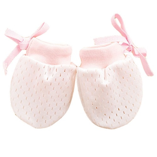 【かきむしり】【保護】 メッシュ新生児ミトン：ピンク