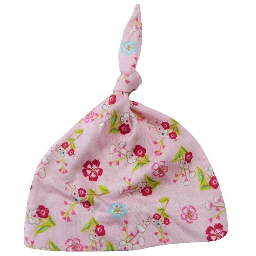 【未熟児】【低出生体重児】【早産児】【NICU】用 ベビー服：ノット帽子 ピンクガーデン