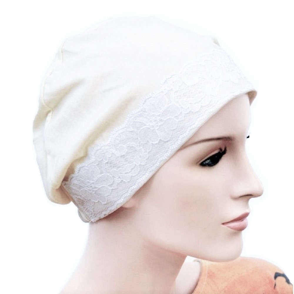 【抗がん剤治療】【医療用帽子】【ケア帽子】 レースキャップ：アイボリーレース