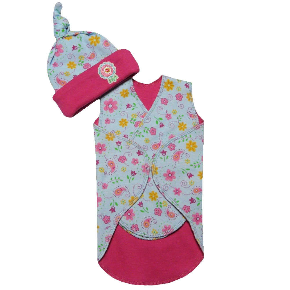 【未熟児】【低出生体重児】【早産児】【NICU】用 ベビー服：ラップセット ハッピーフラワー
