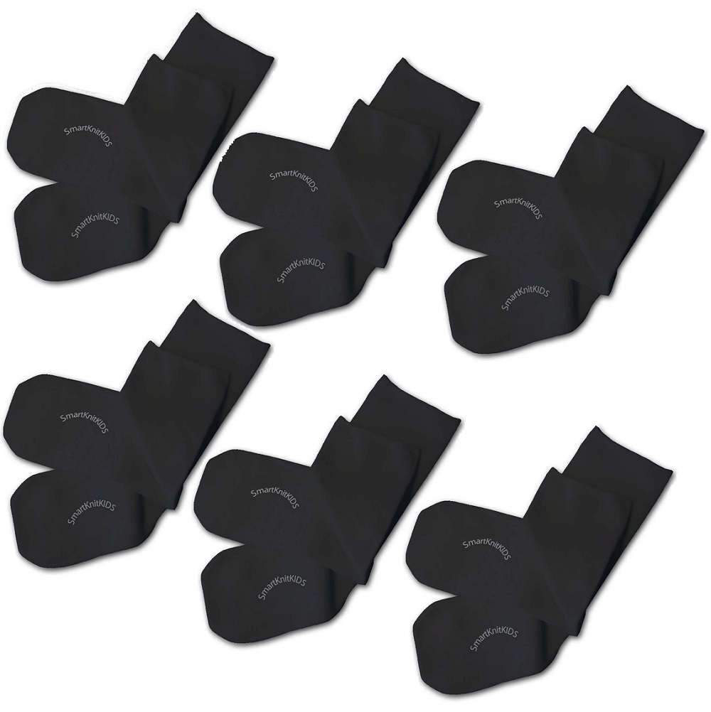 【感覚・触覚過敏症】【敏感肌】 肌に触れる縫い目ゼロ シームレスキッズソックス ブラック 6足組