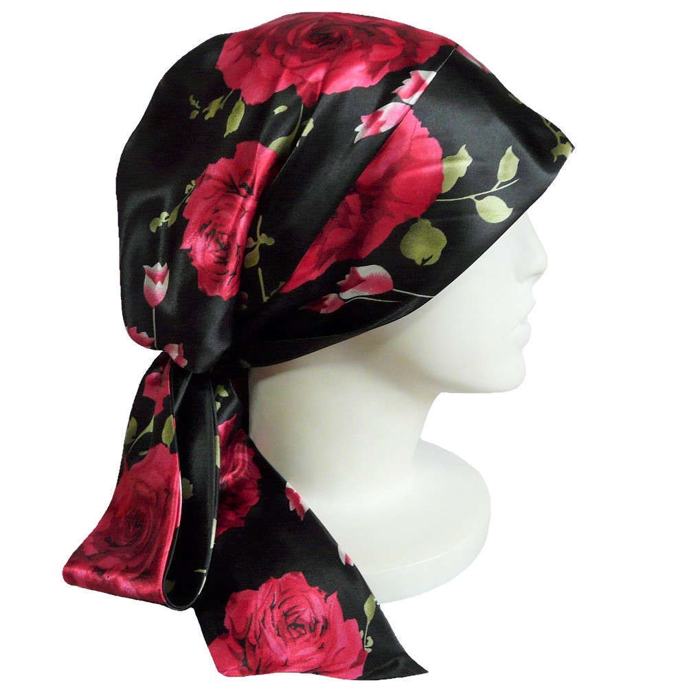 【抗がん剤治療】【医療用帽子】【ケア帽子】 スカーフタイプ：サテンローズ