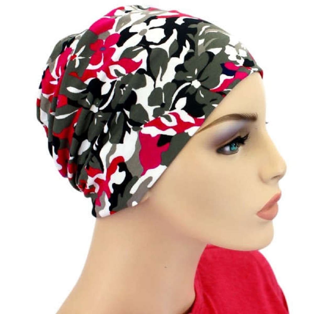 【抗がん剤治療】【医療用帽子】【ケア帽子】 ロールアップ：フローラルカモ