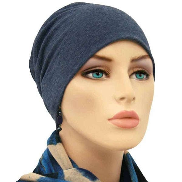 【抗がん剤治療】【医療用帽子】【ケア帽子】 ロールアップ：ネイビーグレー