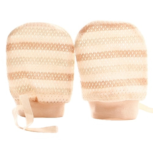 【かきむしり】【保護】 メッシュ新生児ミトン：ストライプ
