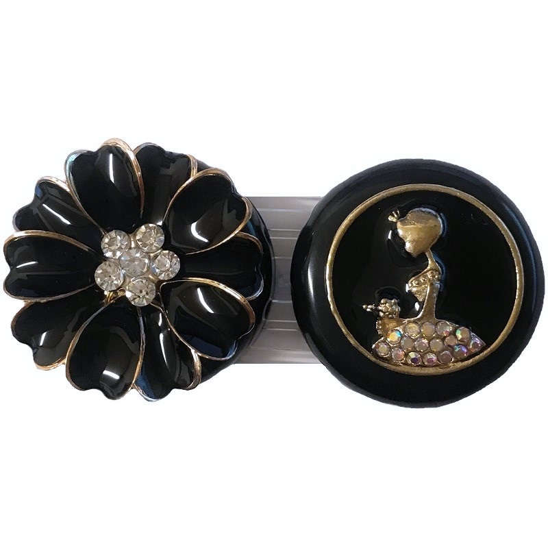 【レンズケース】【コンタクトレンズ】 フラワーガール　コンタクトレンズケース：ブラック