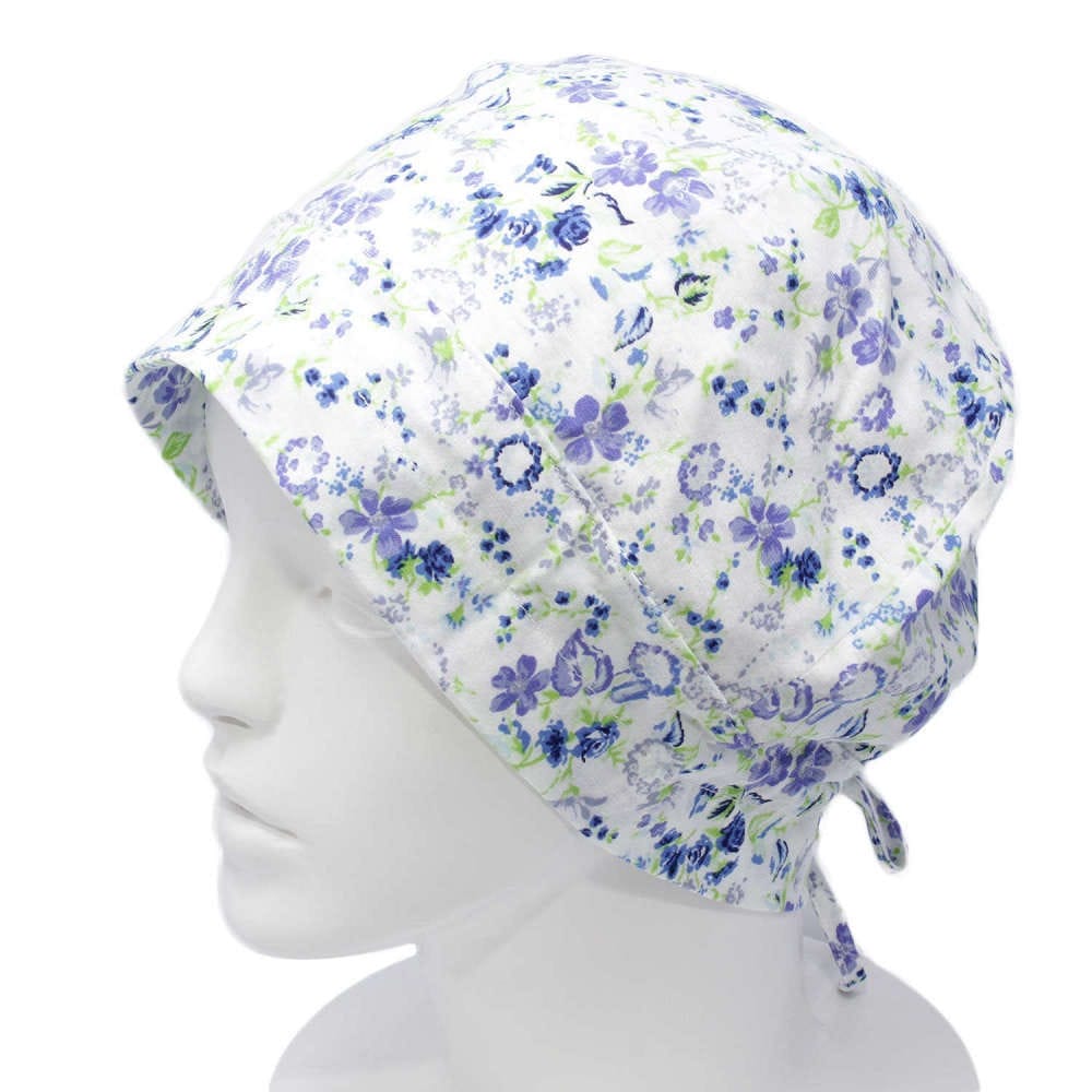 【抗がん剤治療】【医療用帽子】【ケア帽子】 あすなろ帽子：花柄パープル