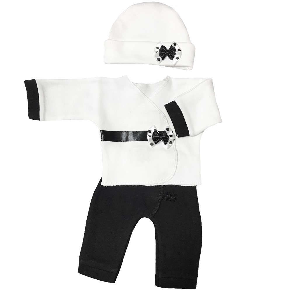 【未熟児】【低出生体重児】【早産児】【NICU】用 ベビー服： ラブリーブラック