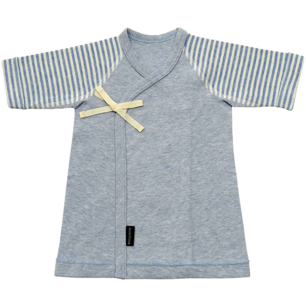 【新生児】 フライス短肌着：ブルー 【サイズ50】