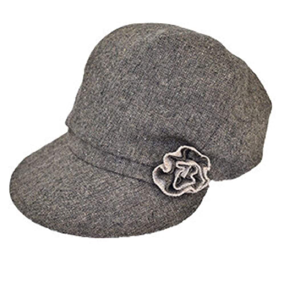 【外出用】【医療用帽子】【ケア帽子】 小顔美人 花付きキャスケット：ブラウン