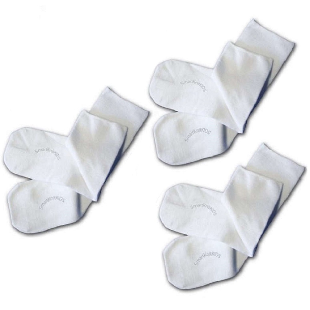 【感覚・触覚過敏症】【敏感肌】 肌に触れる縫い目ゼロ シームレスキッズソックス ホワイト 3足組