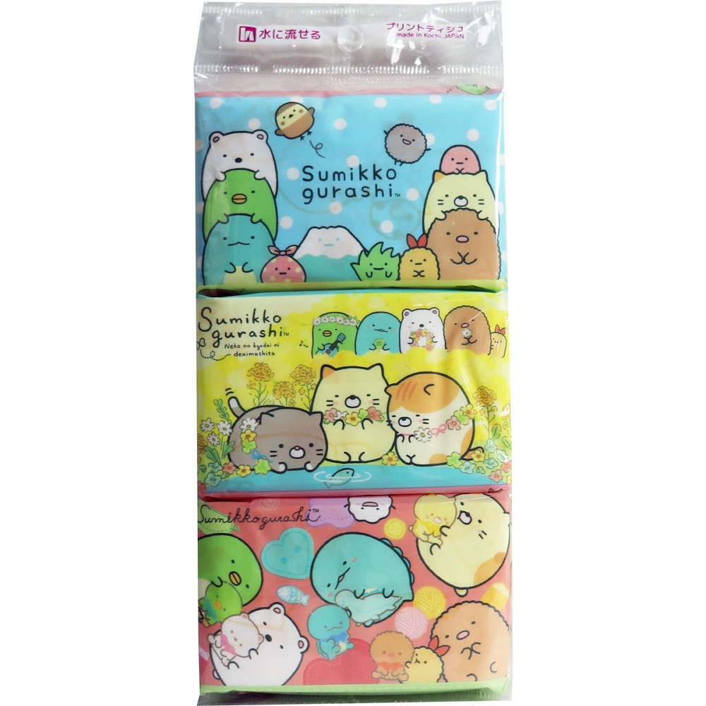 【ポケットティッシュ】 すみっコぐらし 水に流せるポケットティシュ 6個入
