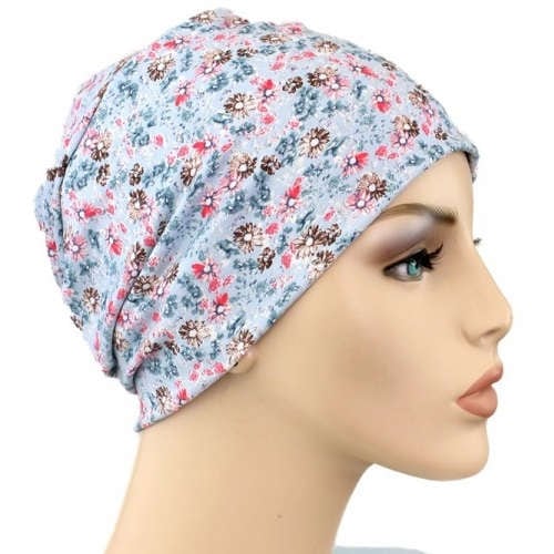 【抗がん剤治療】【医療用帽子】【ケア帽子】 ロールアップ：リトルフラワー