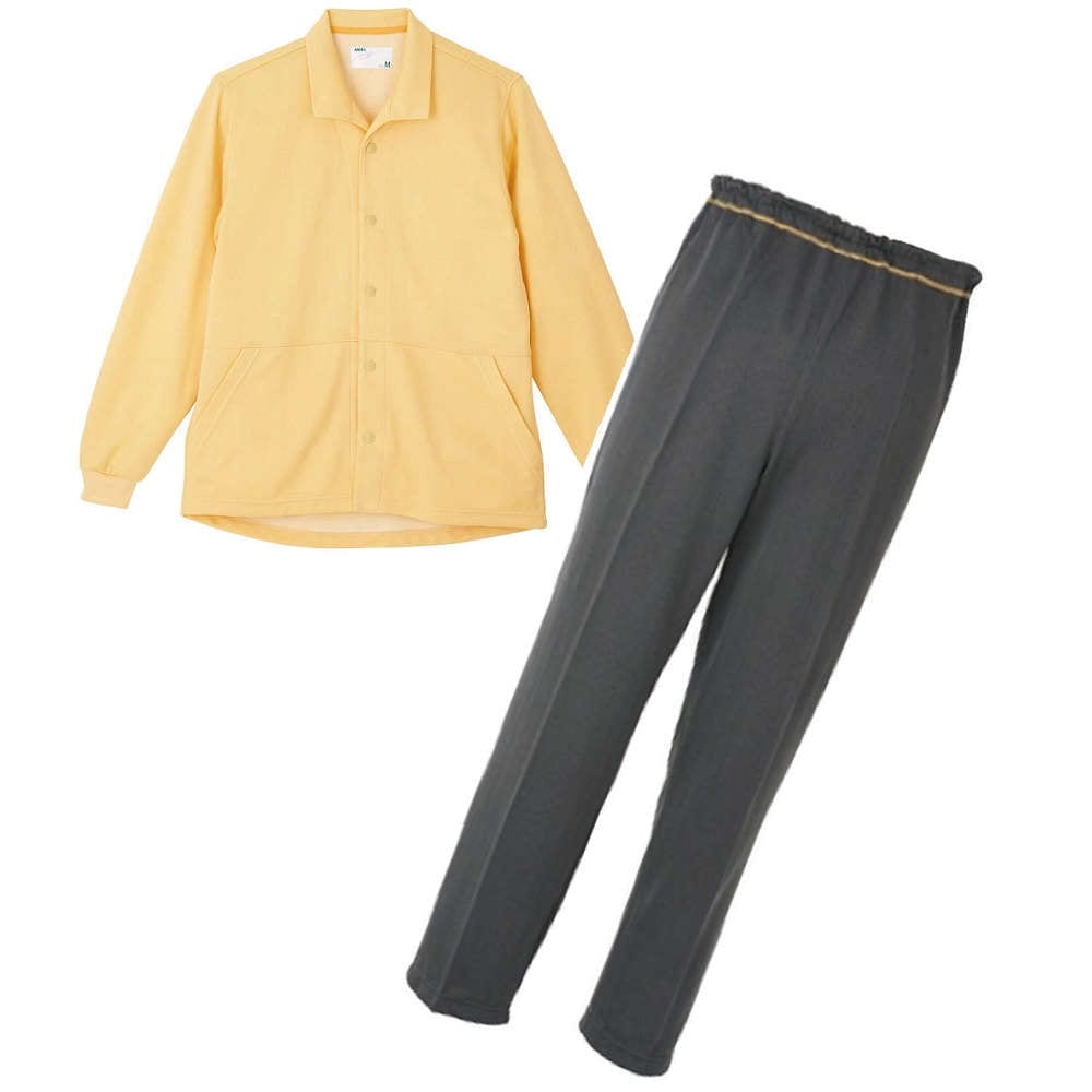 【室内着】【介護】【ルームウェア】 ヘリンボンカラージャケットパンツセット：クリーム