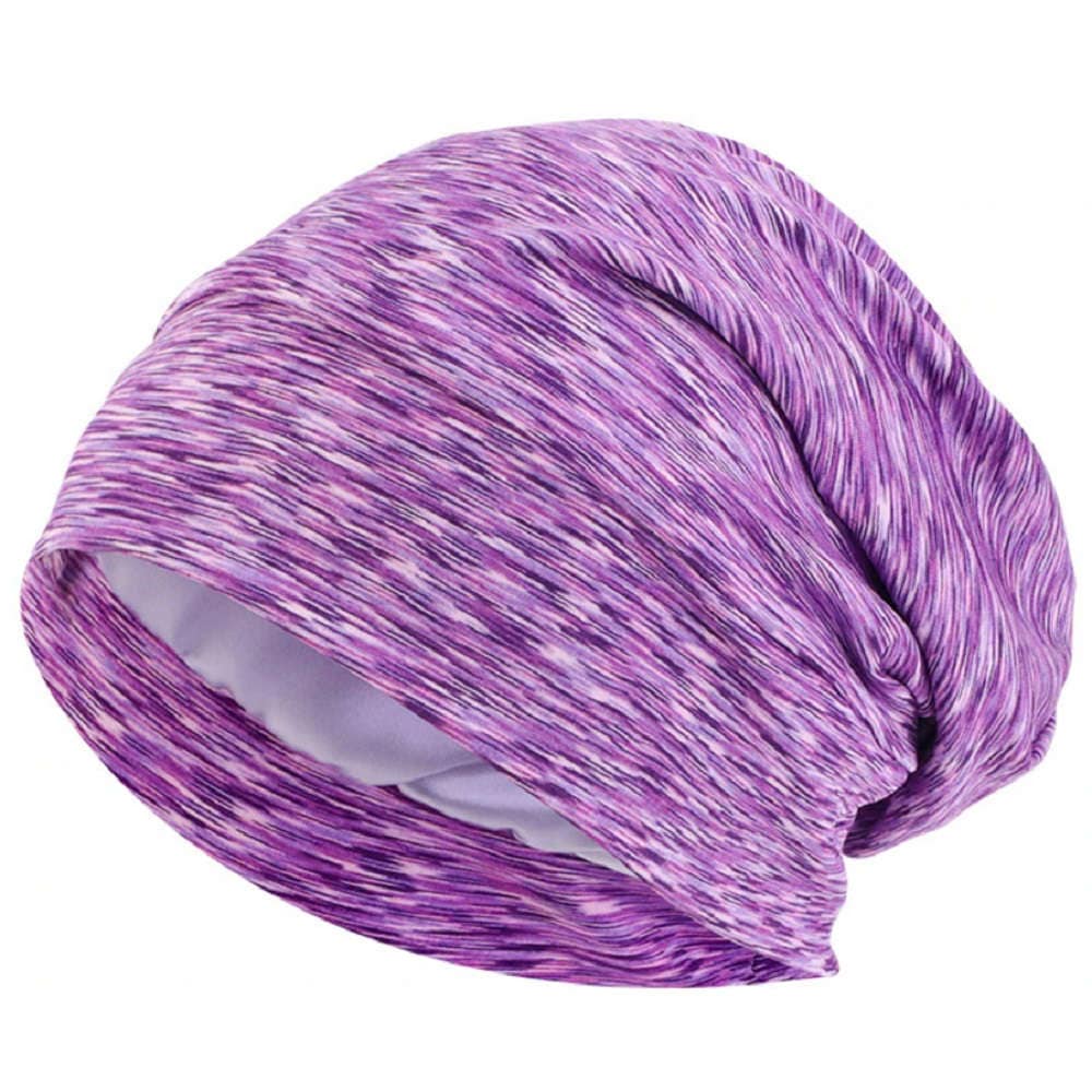 【抗がん剤治療】【医療用帽子】【ケア帽子】 ストレッチターバンキャップ：パープル