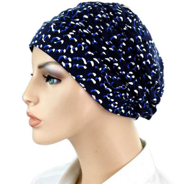 【抗がん剤治療】【医療用帽子】【ケア帽子】 タックキャップ：ブルーネイビー