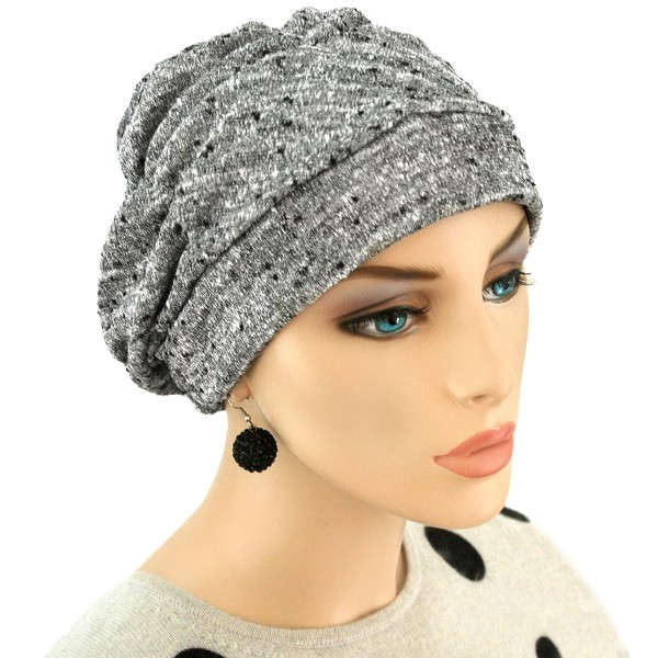 【抗がん剤治療】【医療用帽子】【ケア帽子】 タックキャップ：ソルトペッパー