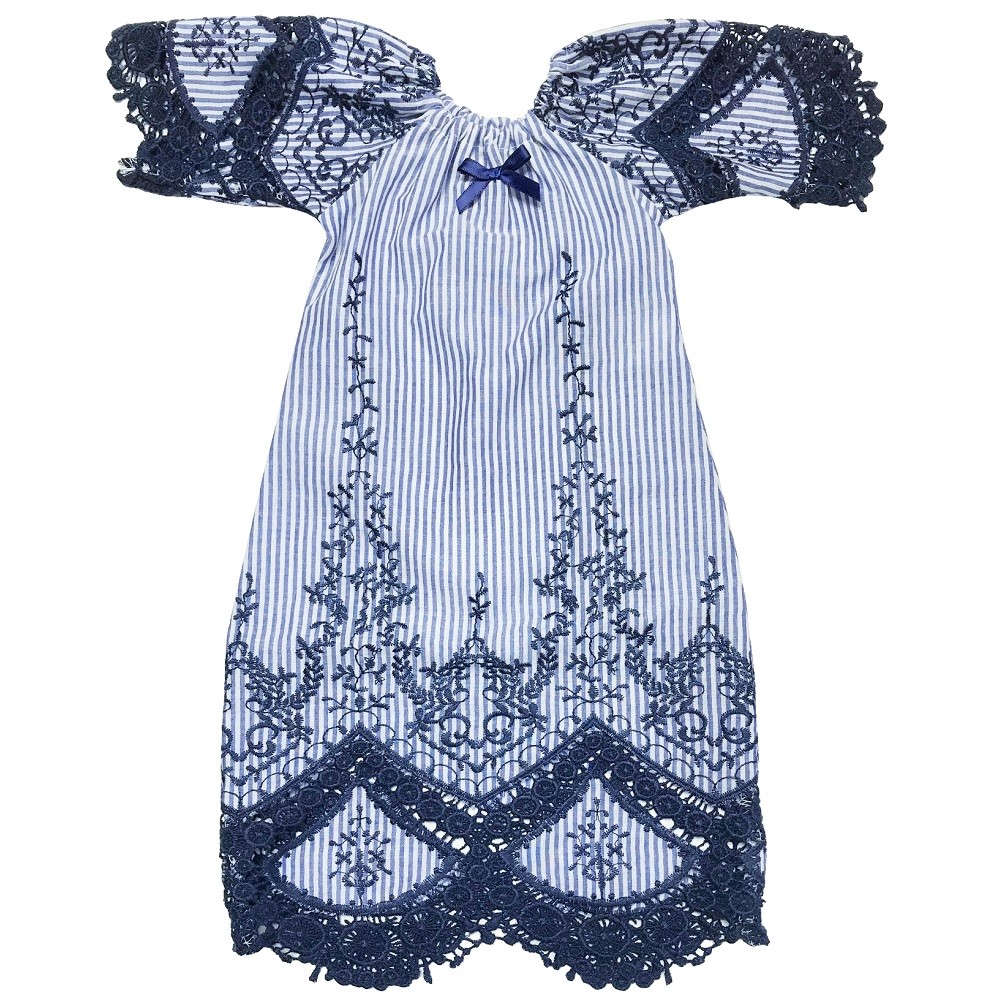 【未熟児】【低出生体重児】【早産児】【NICU】用 ベビー服:長袖ガウン ブルーエンブロイド