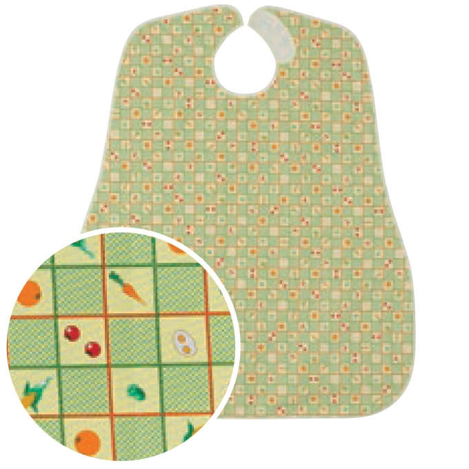 【介護エプロン】 お食事用エプロン Super：サラダグリーン