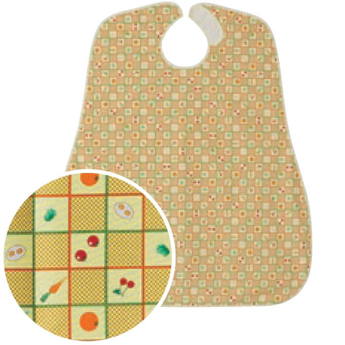 【介護エプロン】 お食事用エプロン Super：サラダオレンジ