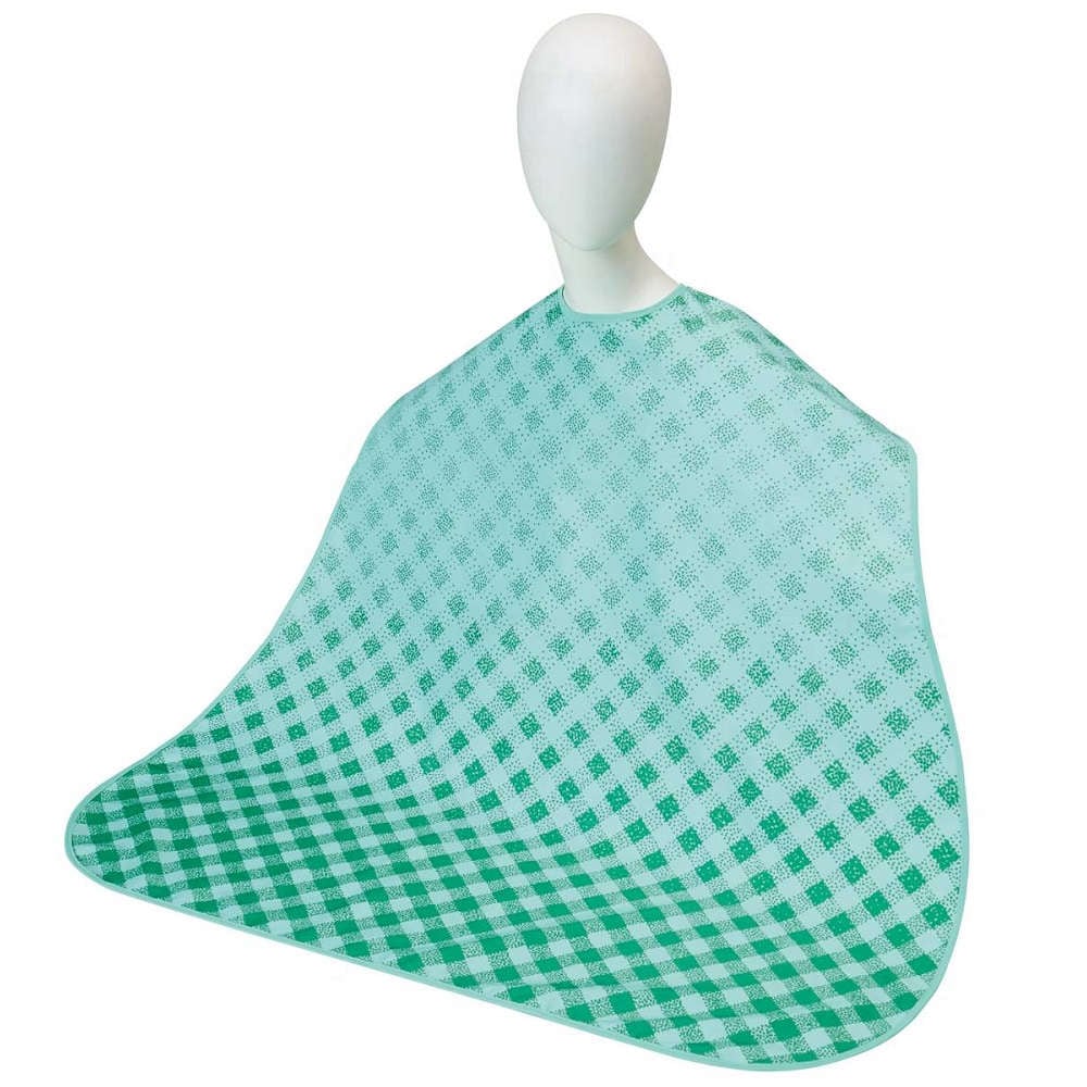 【介護エプロン】 お食事用エプロン Super：チェックグリーン